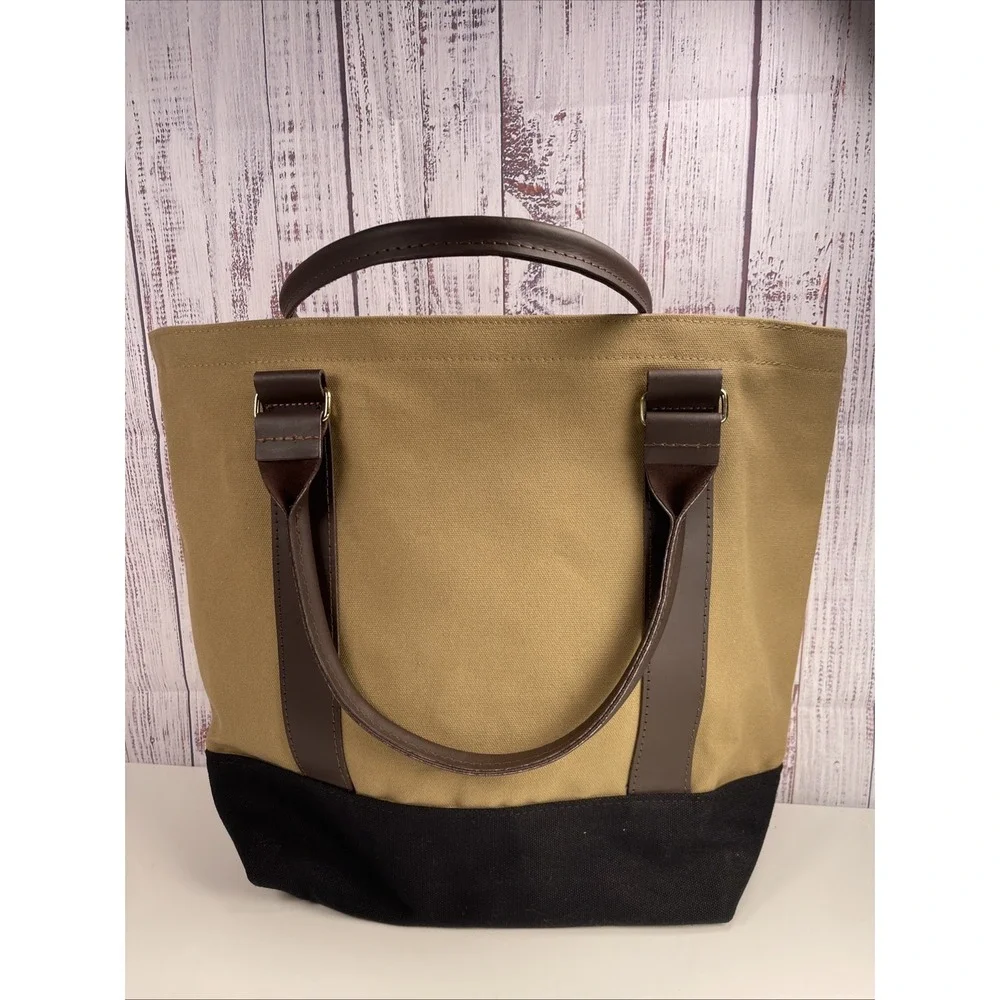 Cross Canvas Company Quality Canvas boat Tote - Beige/Black EUC